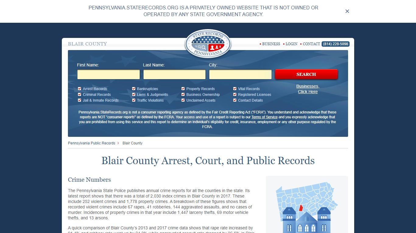 Blair County Arrest, Court, and Public Records