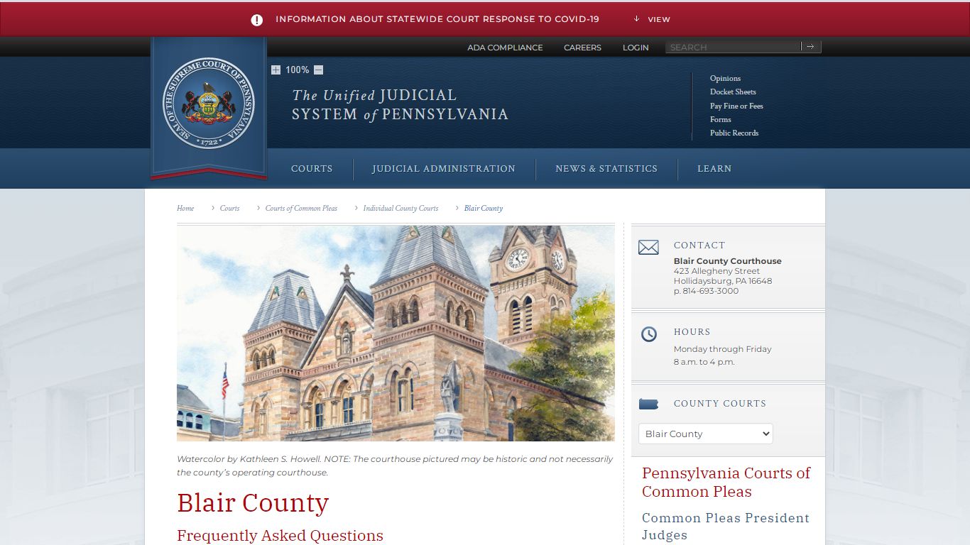 Blair County | Individual County Courts - Judiciary of Pennsylvania