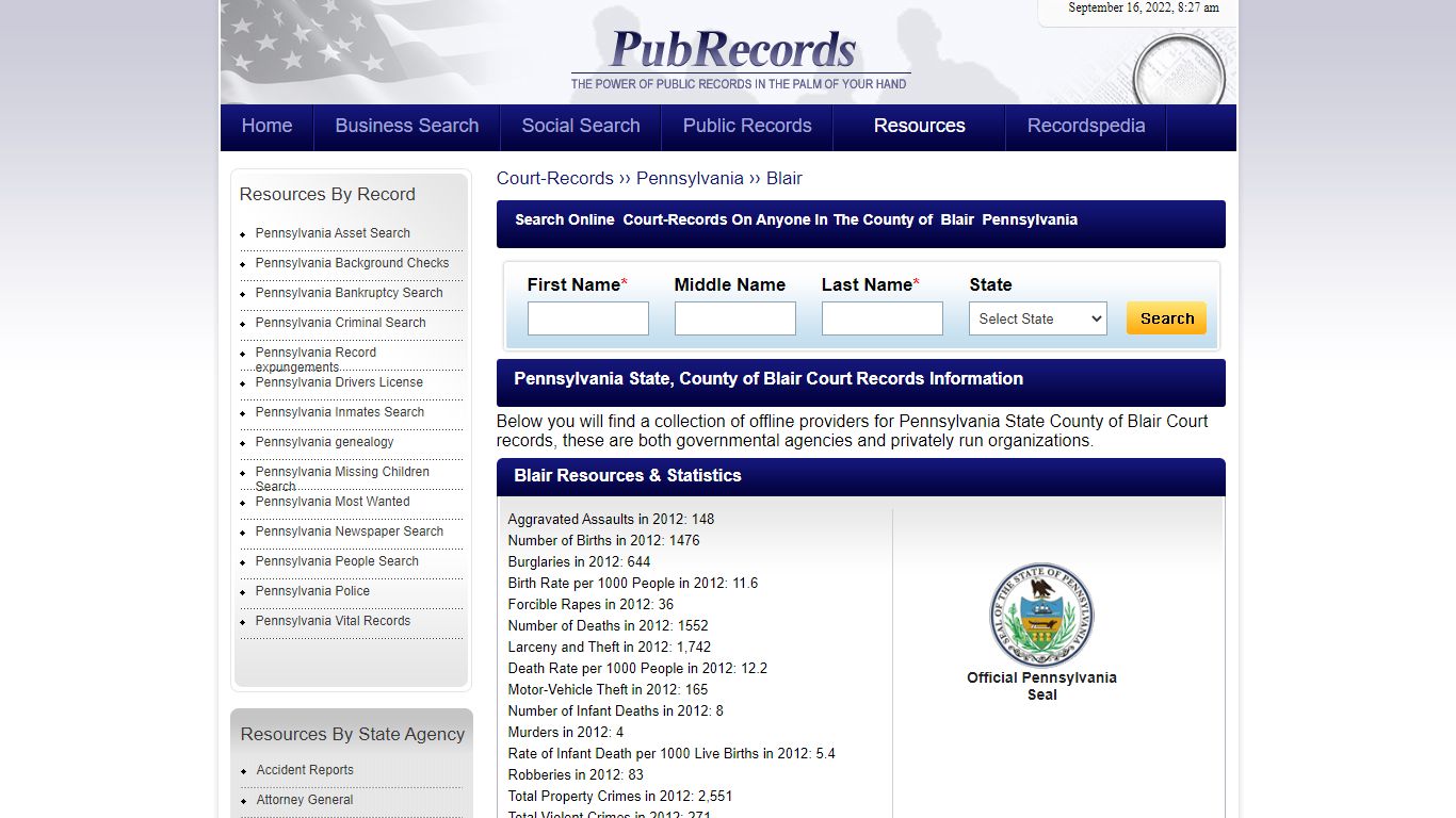 Blair County, Pennsylvania Court Records